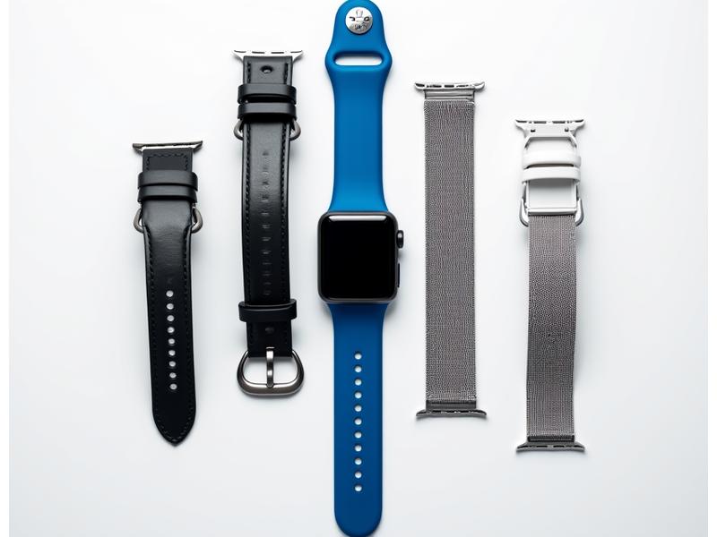 Smartwatch con varias correas (cuero, metal, silicona) alrededor destacando la personalización
